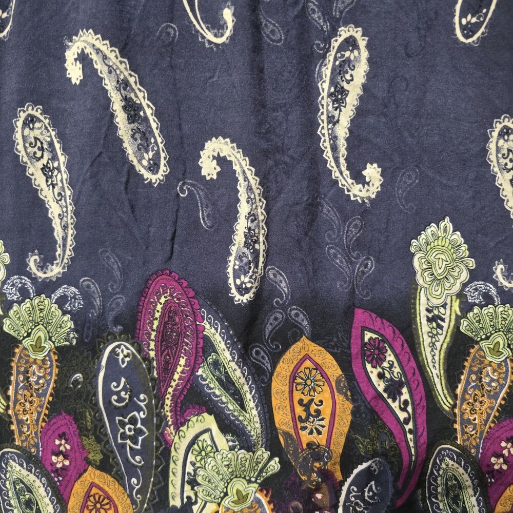 En Crème Top Womens Small Spaghetti Straps Blue Paisley Boho Peasant Cottagecore - Picture 3 of 9
